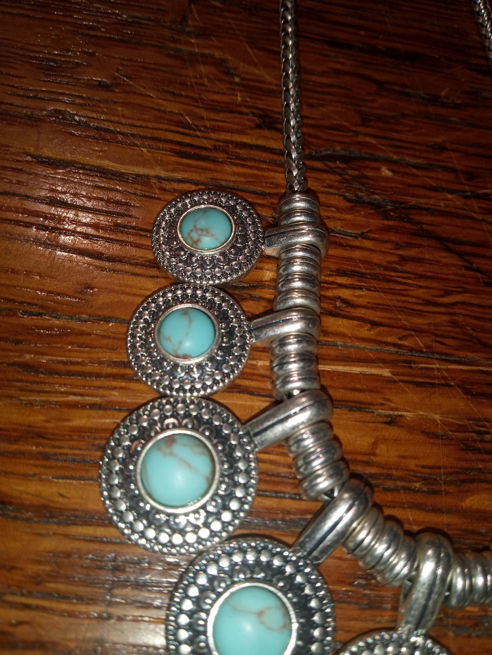 Turquoise Silver-Tone Statement Necklace - Women Jewelry - Picture 2 of 4